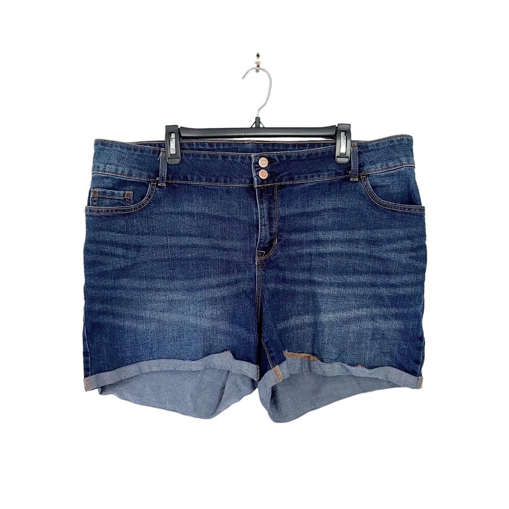 Old Navy Womens Curvy Profile Cuffed Shorts Size 20 Plus Regular Blue Denim
